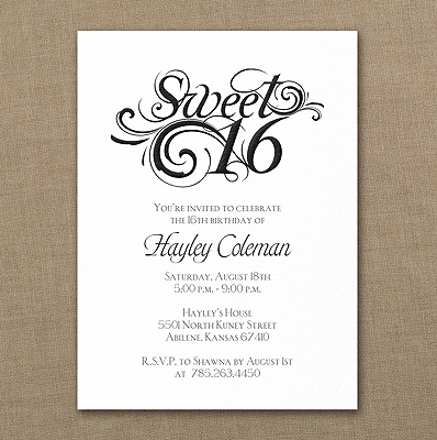 Sweet Sixteen Invitations
